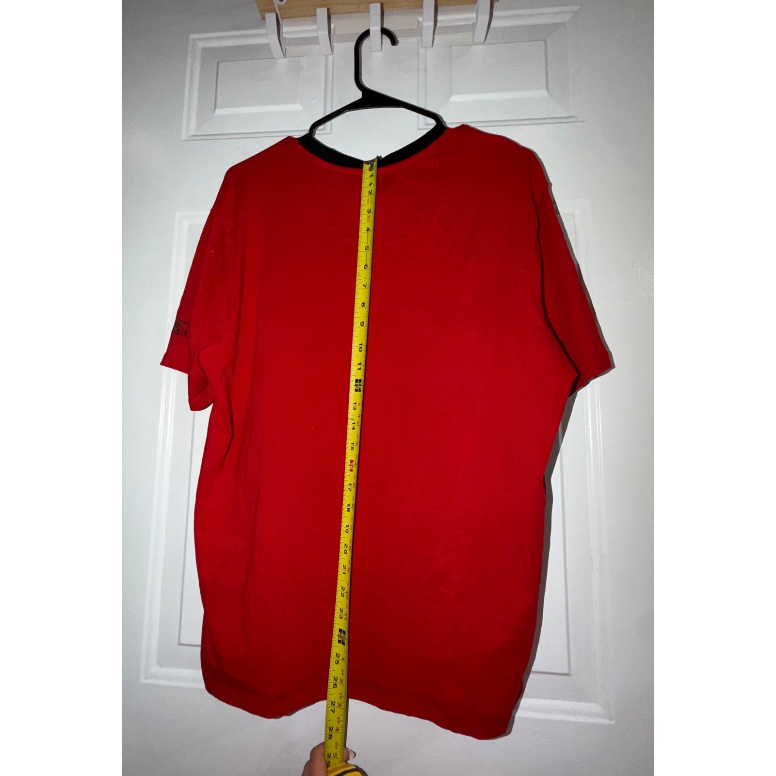 DKNY Red Black Colorblock Logo T-Shirt