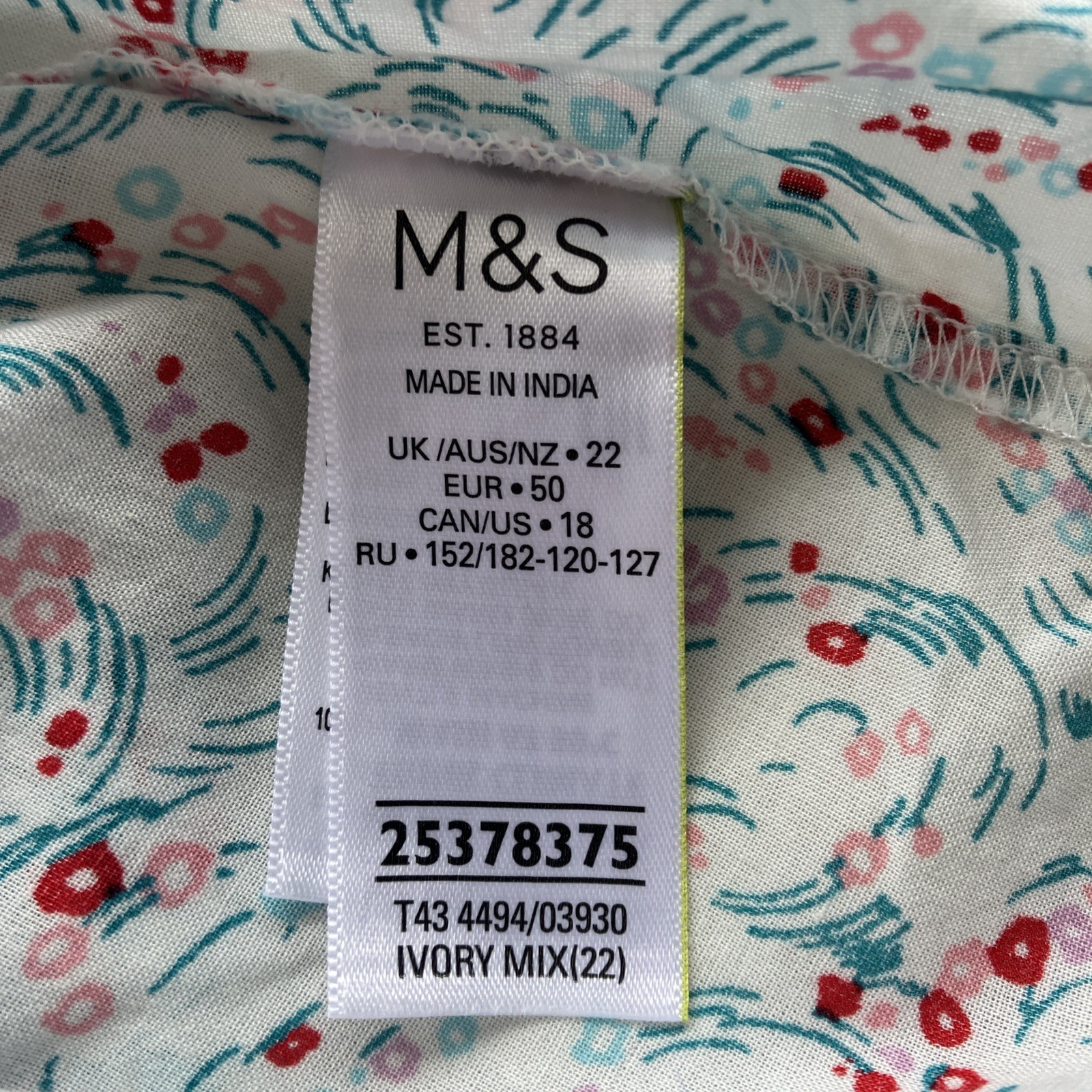 M&S Collection Floral Cotton Blouse UK22 White/Pink/Red Roll Tab Sleeve Pleats