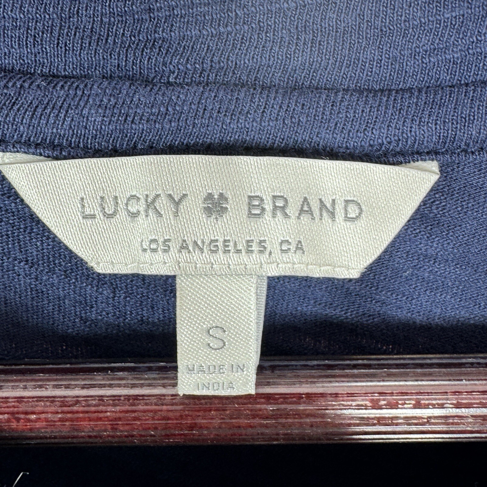 Lucky Brand Shirt Women Small Blue Embroidered Stars Moons Slub Tee Crop