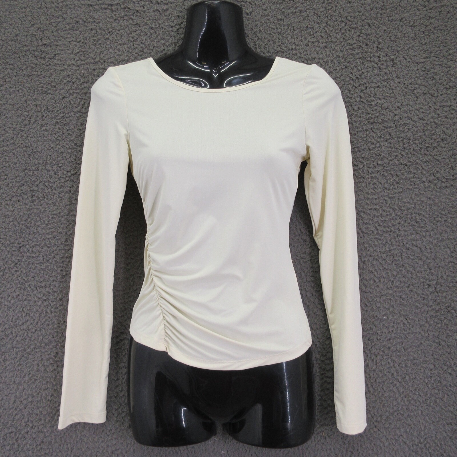 Open Edit Women’s Long Sleeve Top XXS Ivory Polyamide Elastane #4620