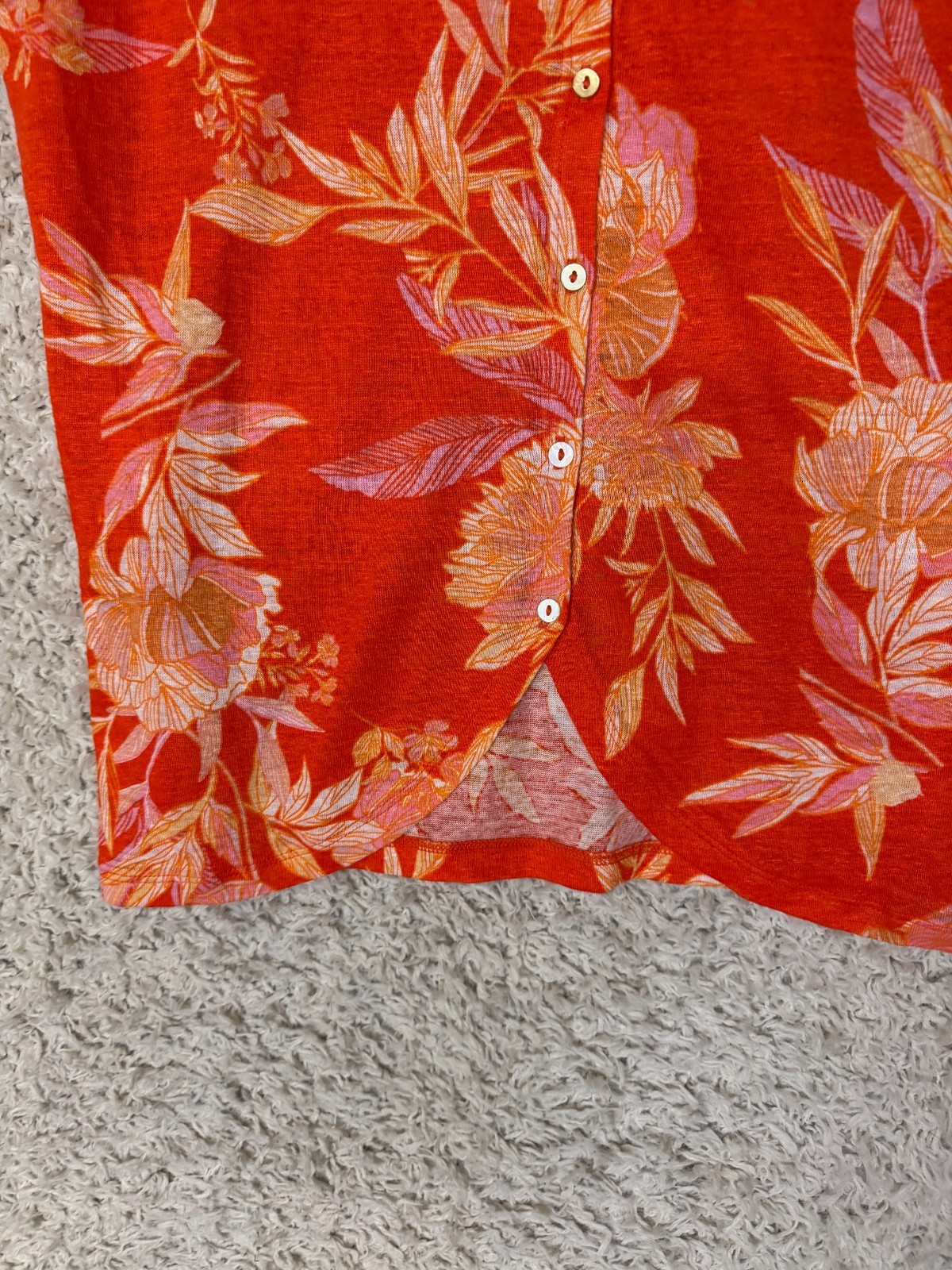 Cynthia Rowley Linen Blouse Top Womens Large Lightweight Tropical Beach Vacation