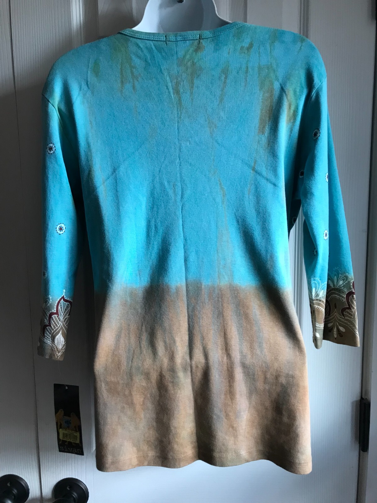 NEW ~ SIVAN ~ WOMAN’S COTTON TUNIC TOP ~ V-NECK ~ 3/4 SLEEVE ~ TAGS