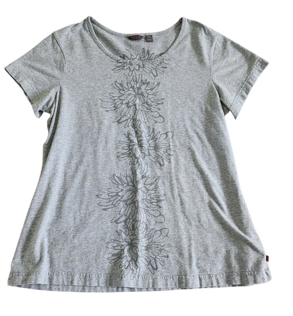 MERRELL Women’s Sz XL Run M Gray Floral Print Top Ss