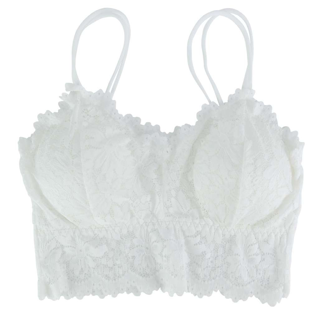 Sexy Women Lace V Neck Padded Lingerie Crochet Bralette Bra Crop Top Cami Tank