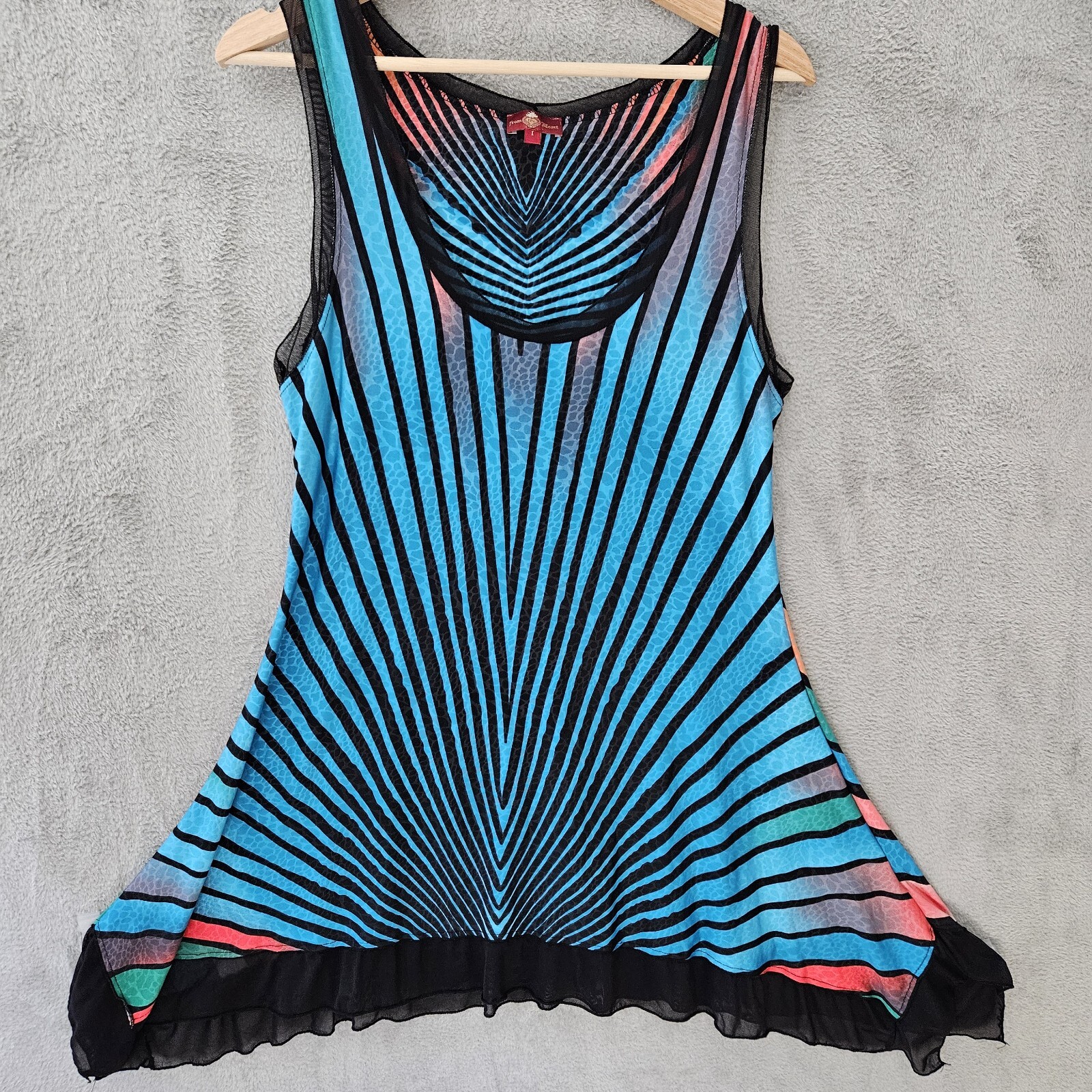 From The Heart Y2K Women Tank Top Tunic Made In USA, Rave, Vintage Size L