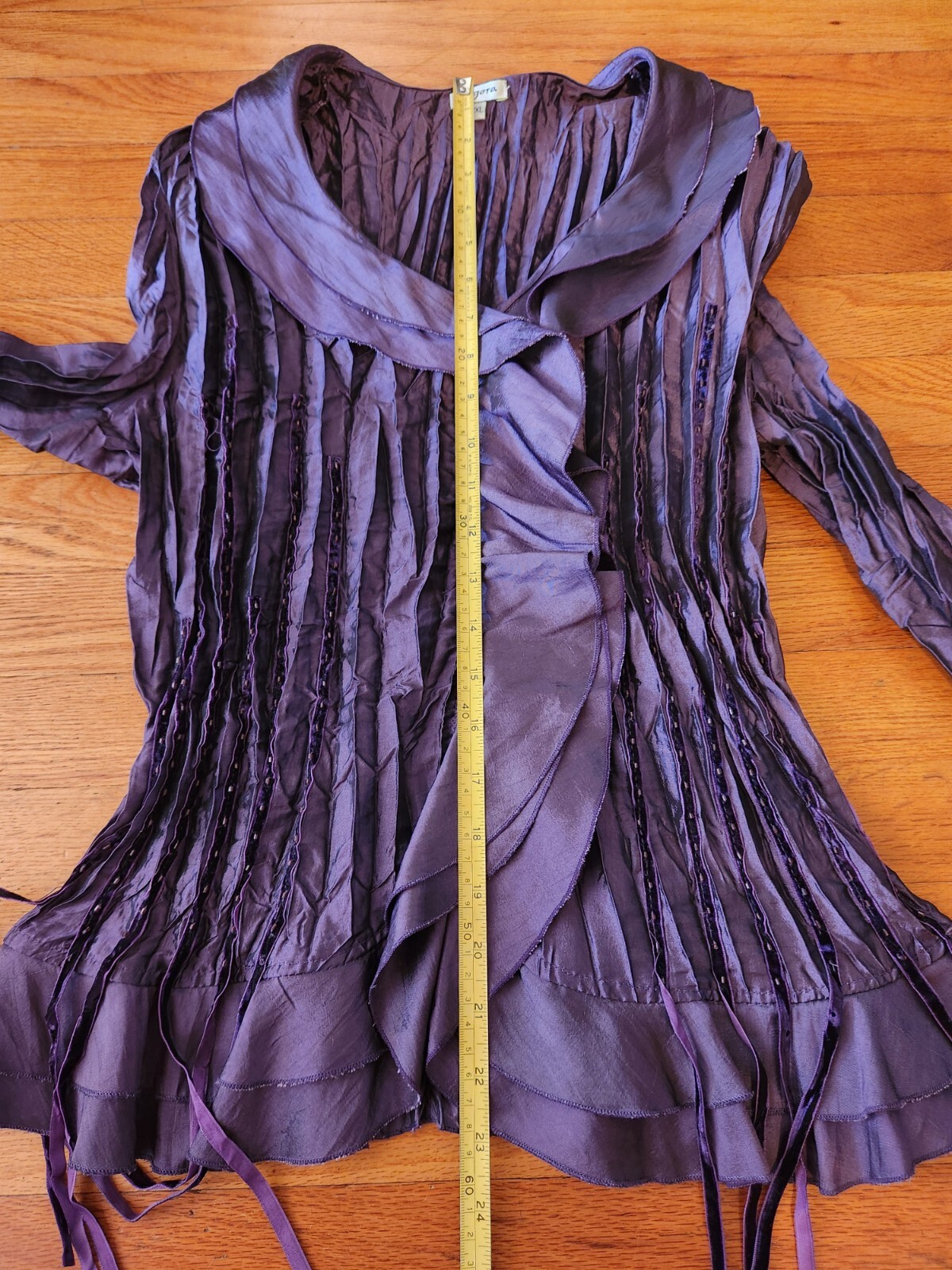 Vintage Y2K Agora Purple Crinkle Frill Fairy Whimsygoth Blouse Size P XL