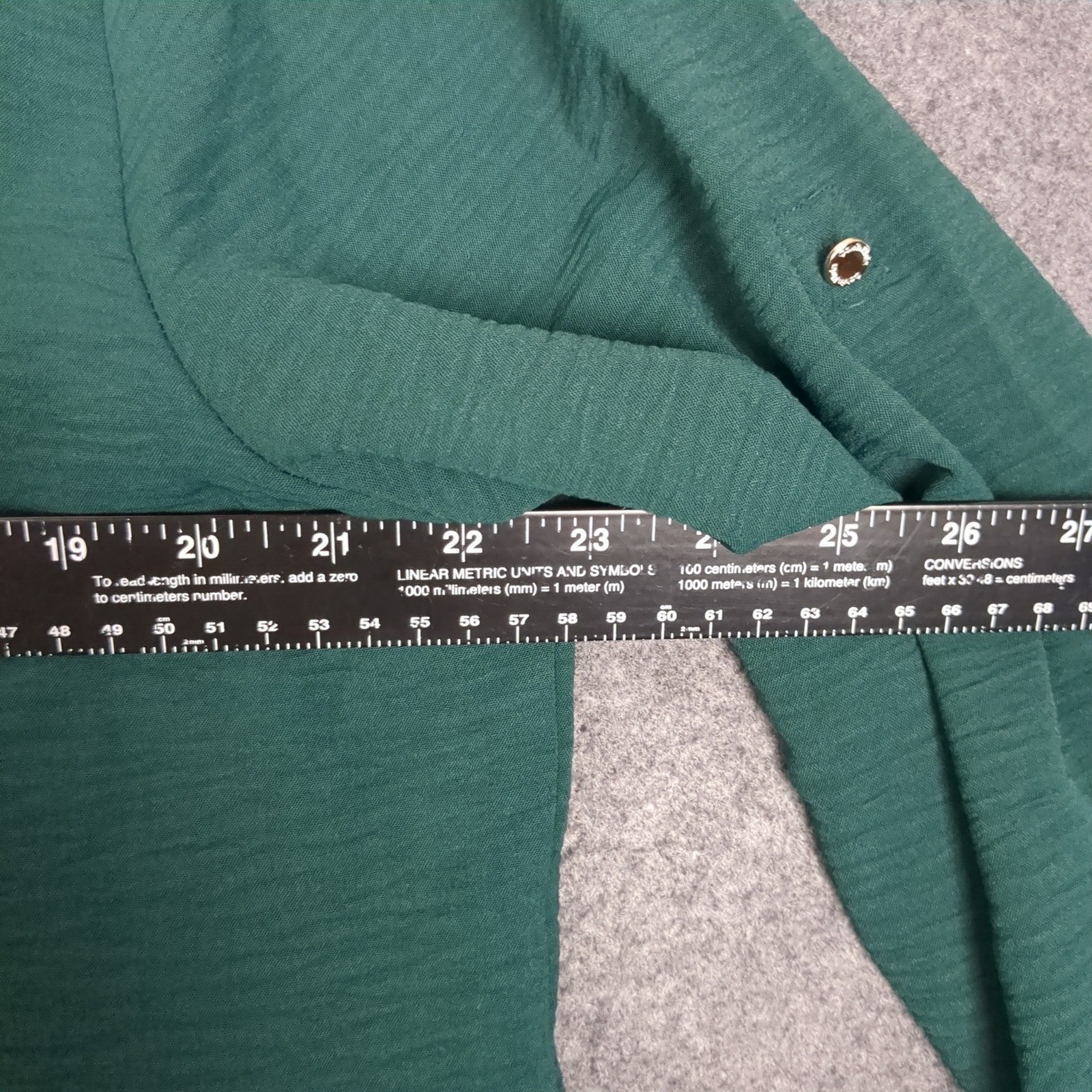 Calvin Klein Womens XL Dark Green Roll Tab Sleeve Utility Button Up Blouse Shirt
