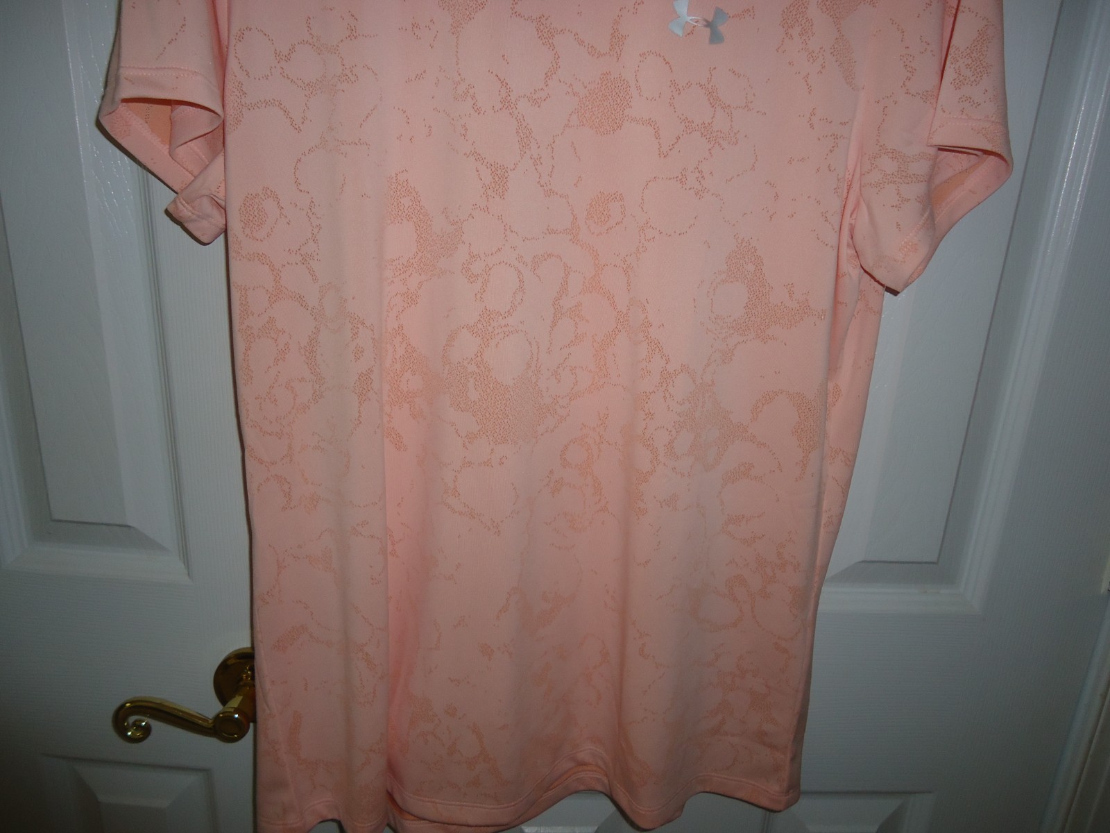 Under Armour HeatGear Loose Women’s Peach Pink Floral Print Short Sleeve Top XL