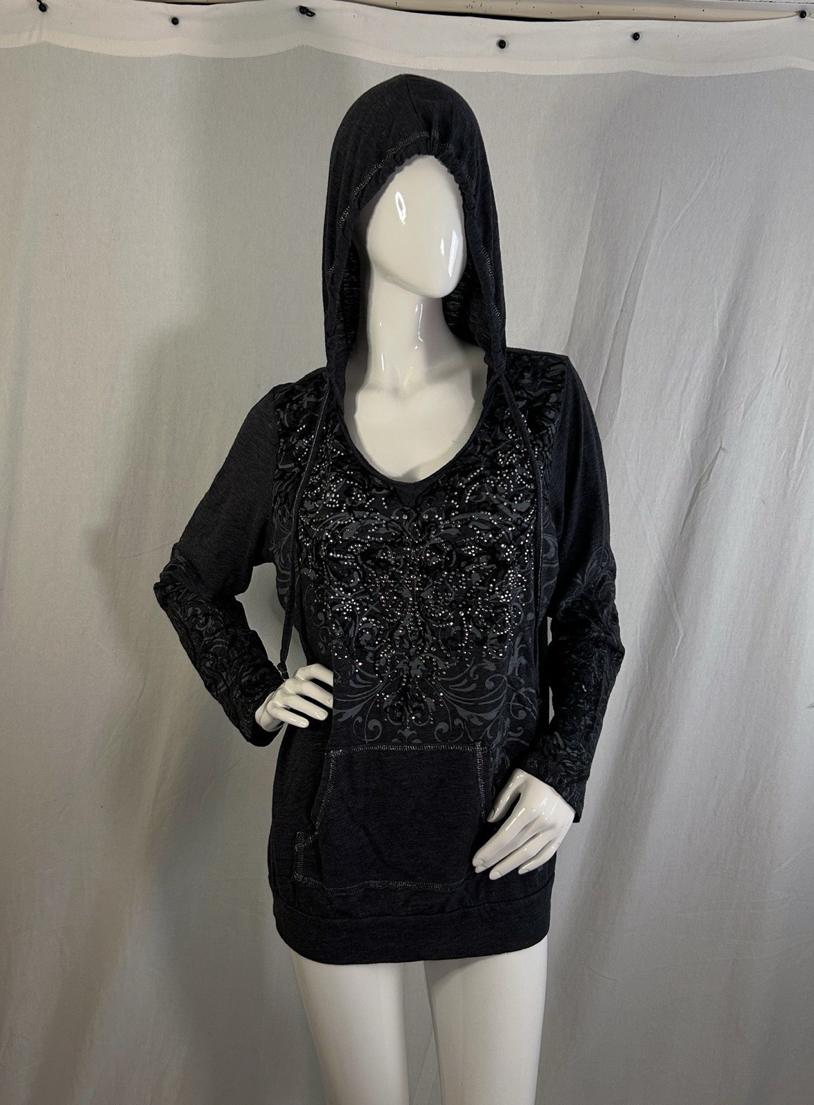VTG Affliction/Tapout Style Y2K Gothic Tattoo Long Sleeve XL Rhinestone Imperial