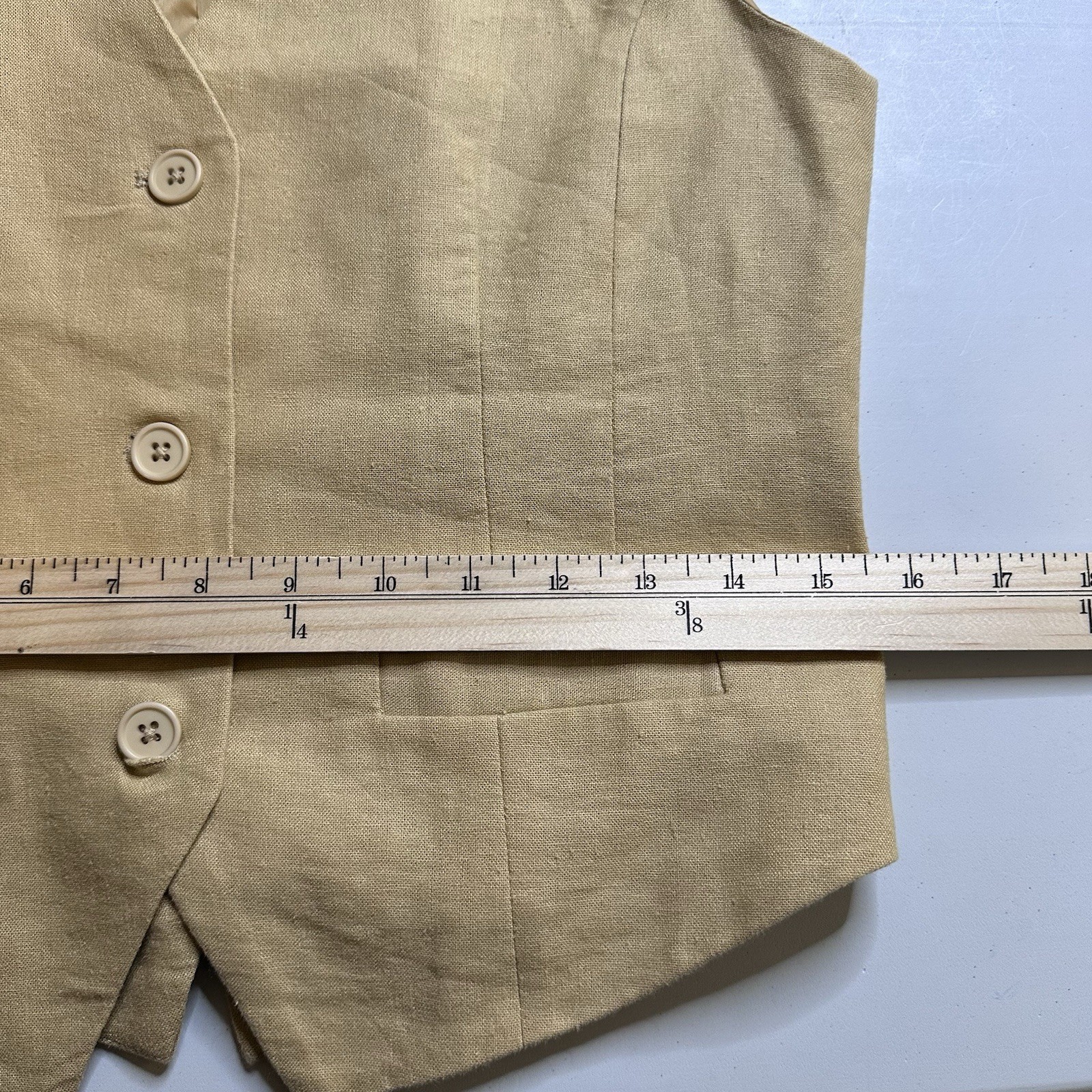 Steve Madden Wesley Vest Top Sz S Gold Linen Blend V Neck Button Up Preppy NWOT