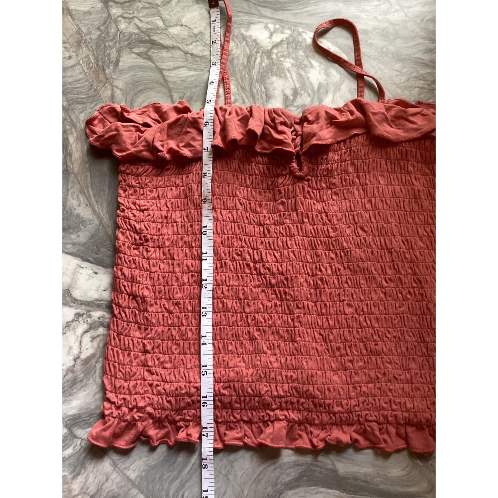 American Eagle Smocked Ruffle Tie Front Cami Top Dark Rose Gold Womens Medium