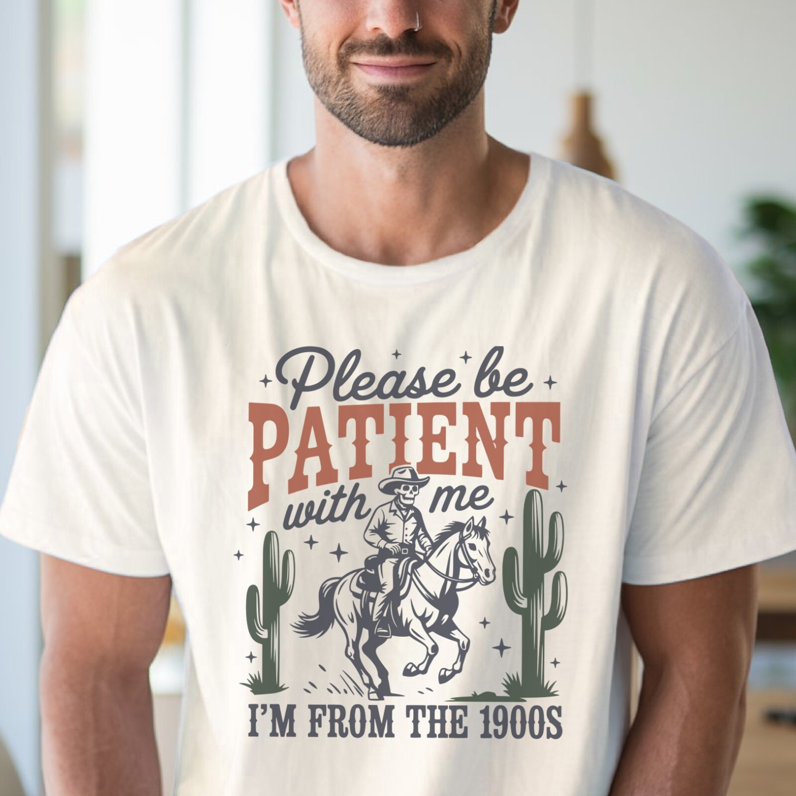 1900s Cowboy Horse Cactus Funny Graphic Tee