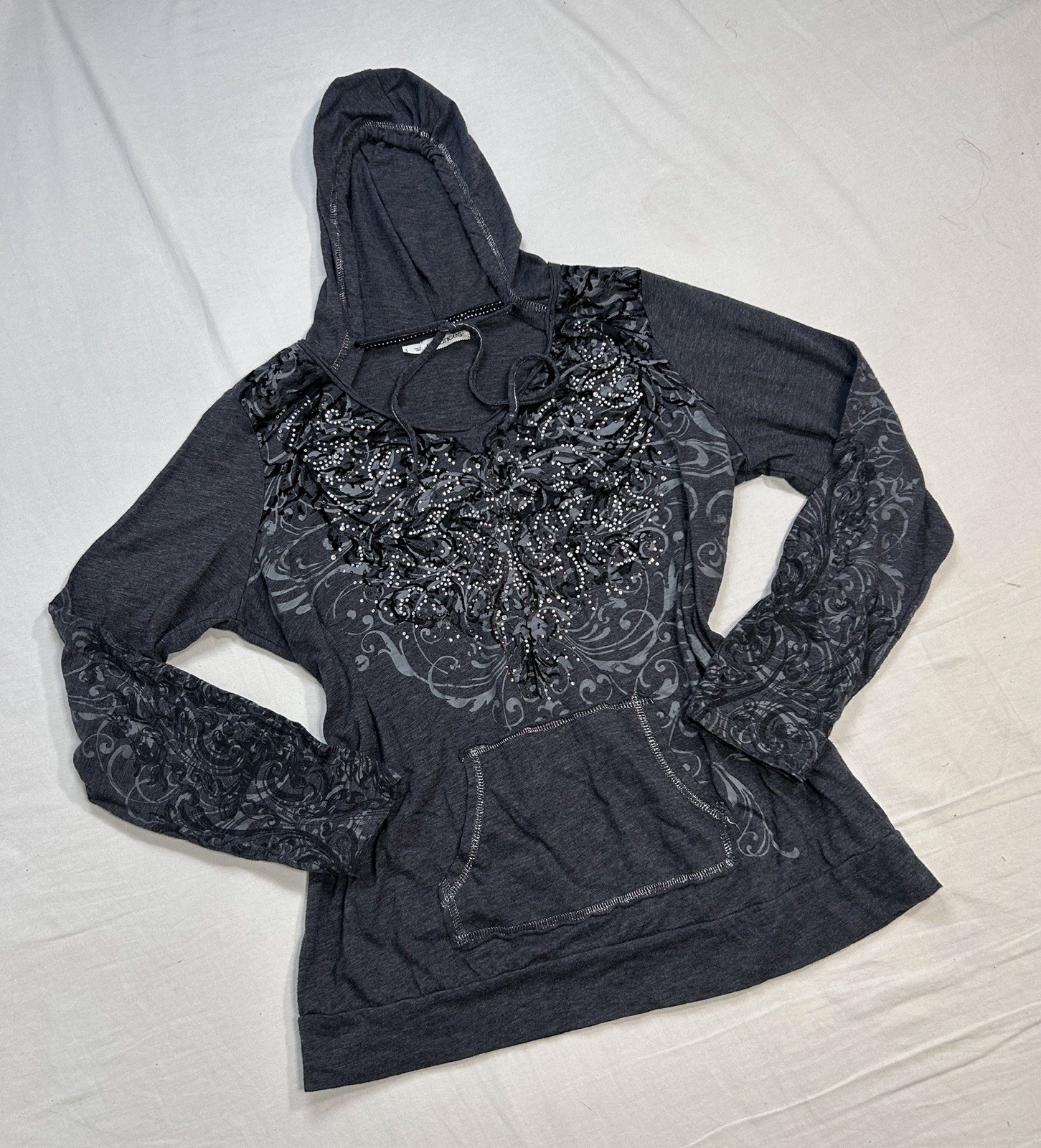 VTG Affliction/Tapout Style Y2K Gothic Tattoo Long Sleeve XL Rhinestone Imperial