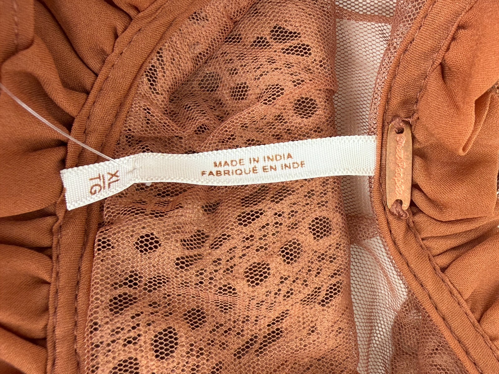 FREE PEOPLE Beautiful Sofia Embroidered Tank Top Argan Oil Brown BNWT, Size XL