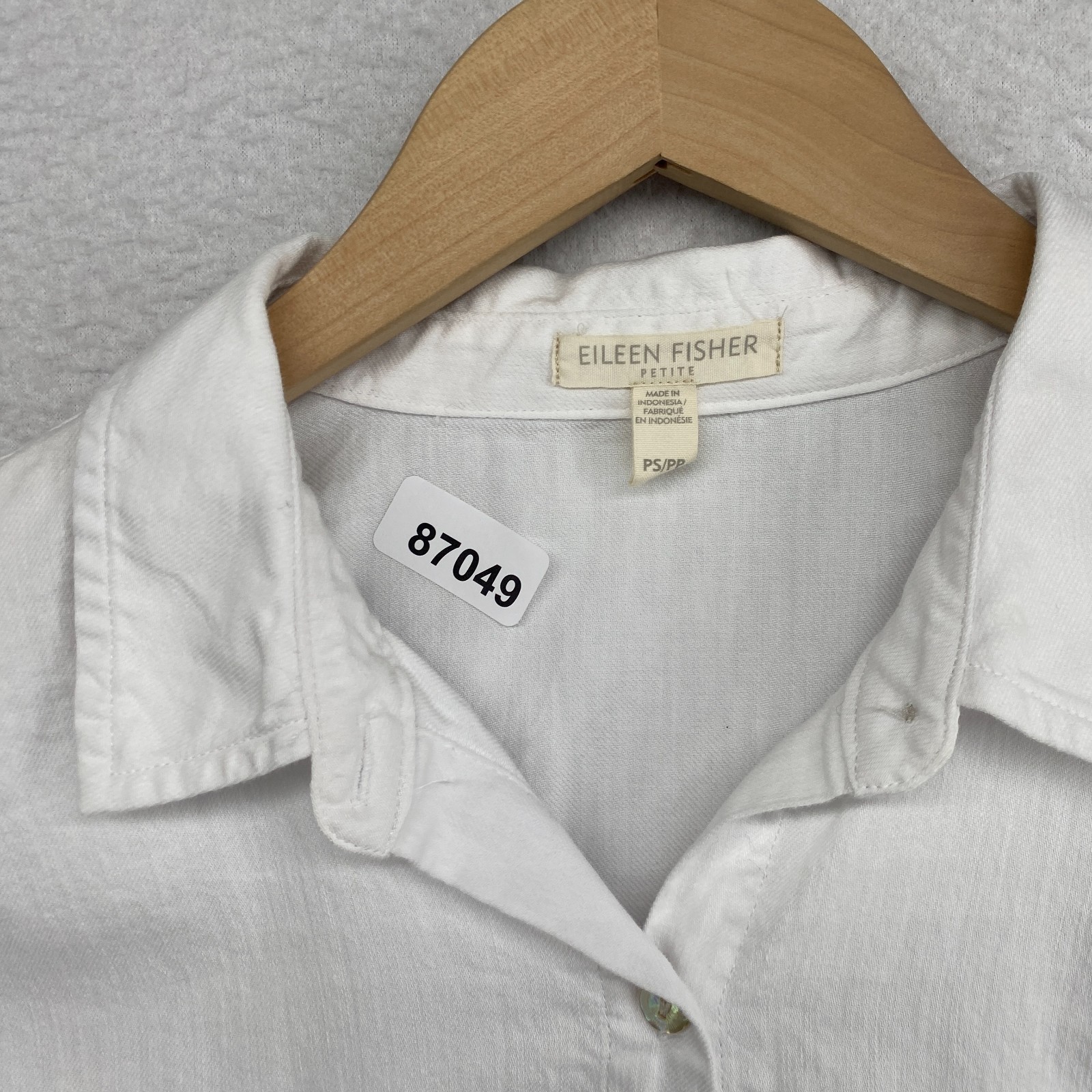 EILEEN FISHER Top PS Soft Organic Cotton Twill Shirt Oversized Button Up White