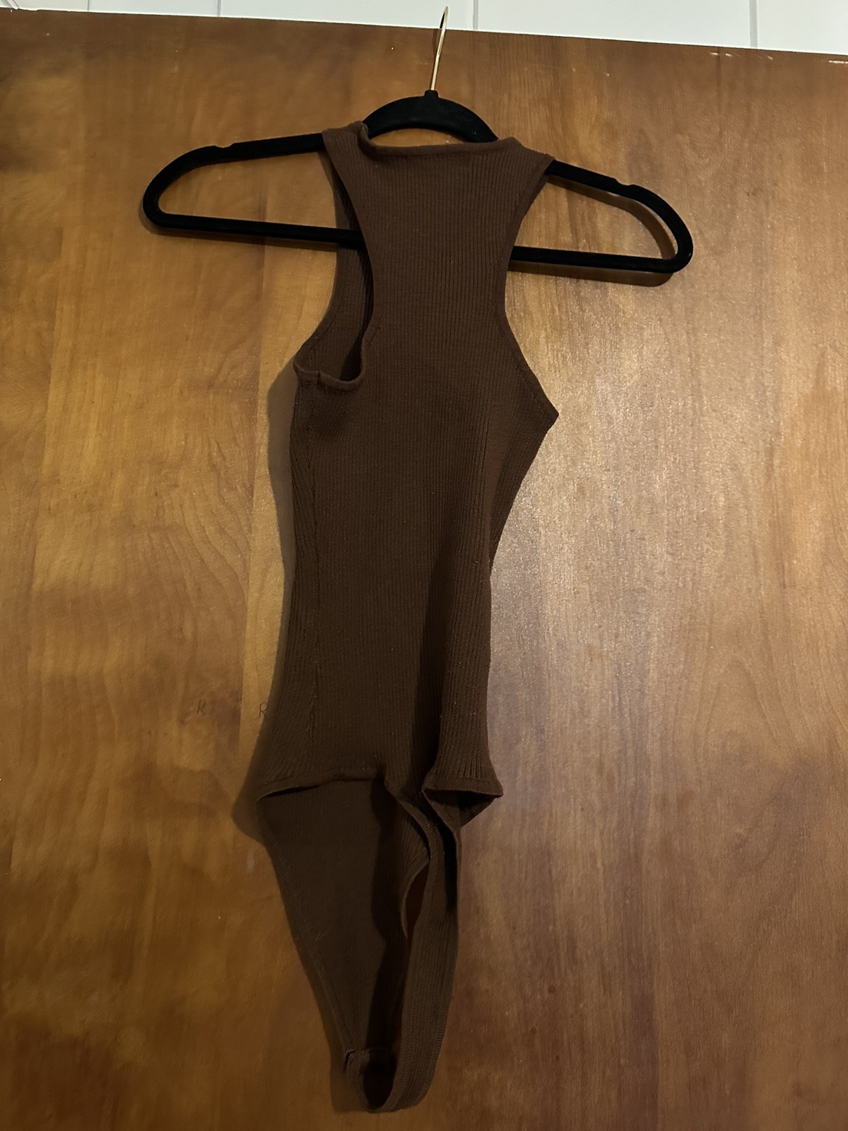 Missguided Soft Stretch Brown Ribbed Bodysuit