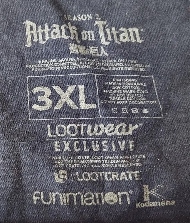 Attack on Titan Colossal Anime/Manga 3XL Womens Black T-Shirt Funmation