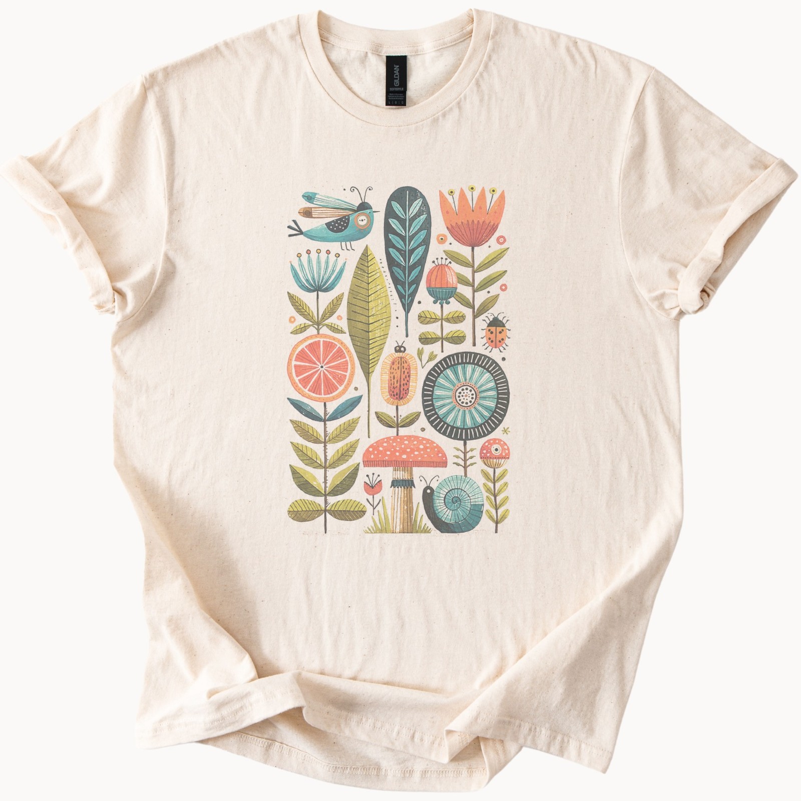 Retro Bird & Flower Boho Graphic Tee