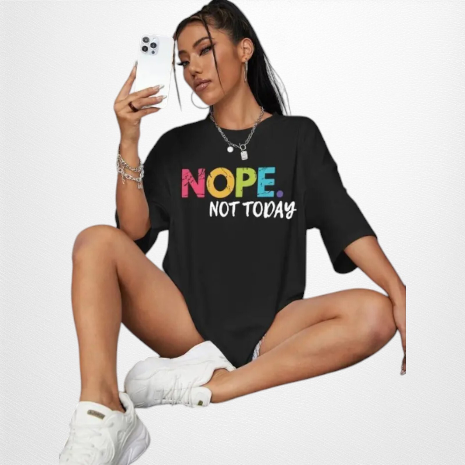 Womens T Shirt Ladies Oversized Baggy Fit Short Sleeve Slogan T-shirt Tee Tops