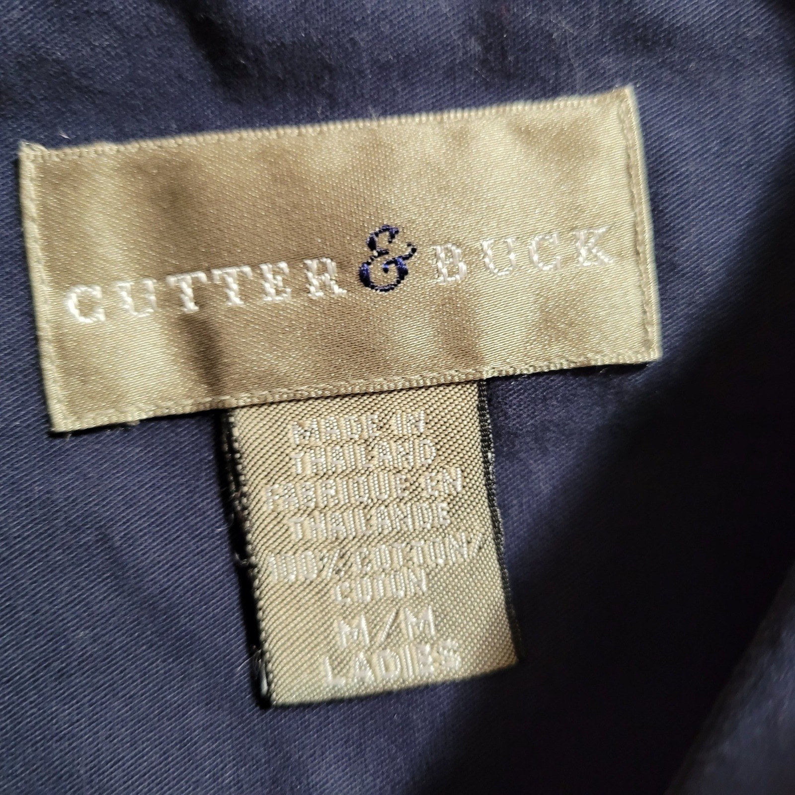 Cutter & Buck Button Up Shirt Womens Medium Navy Blue Long Sleeve