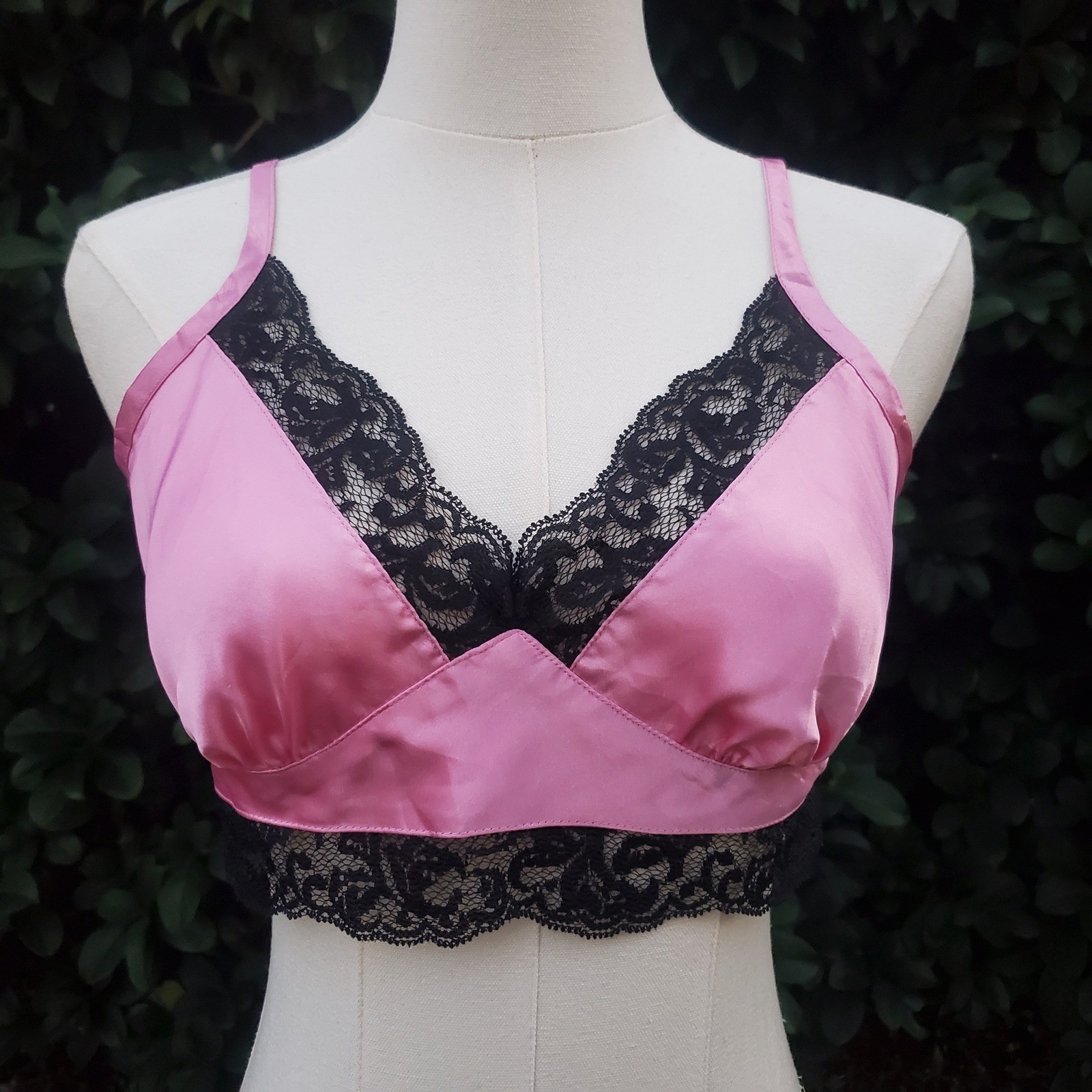 Vintage Gold Label Victorias Secret Pink Satin Lace Babydoll Crop Top Womens S