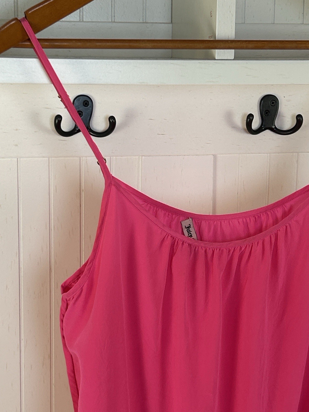 Juicy Couture Hot Pink 100% Silk Cami M Y2K Fairy Romantic Coquette Tank Top