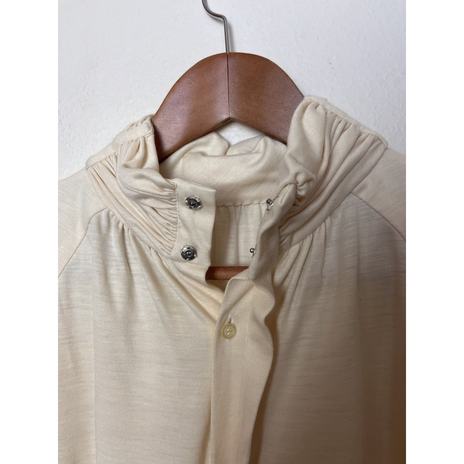 Vintage Alan Austin Ivory Wool Blend Long Sleeve Top Women’s Sz Medium Large