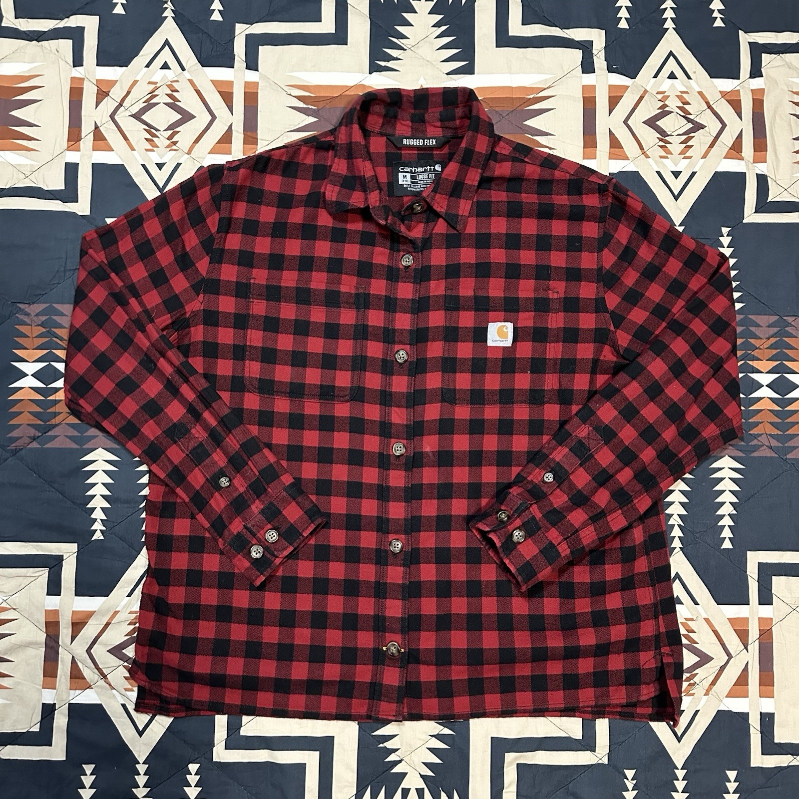 Carhartt Rugged Flex Women’s Medium Relaxed Fit Long Sleeve Plaid Flannel Shirt