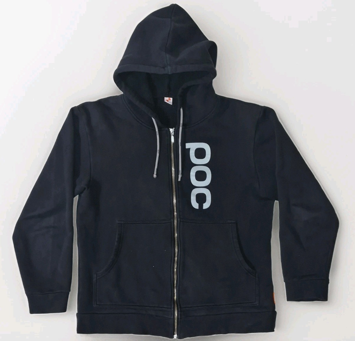 POC Womens black zipper performance hoodie. Reflective POC print/ties