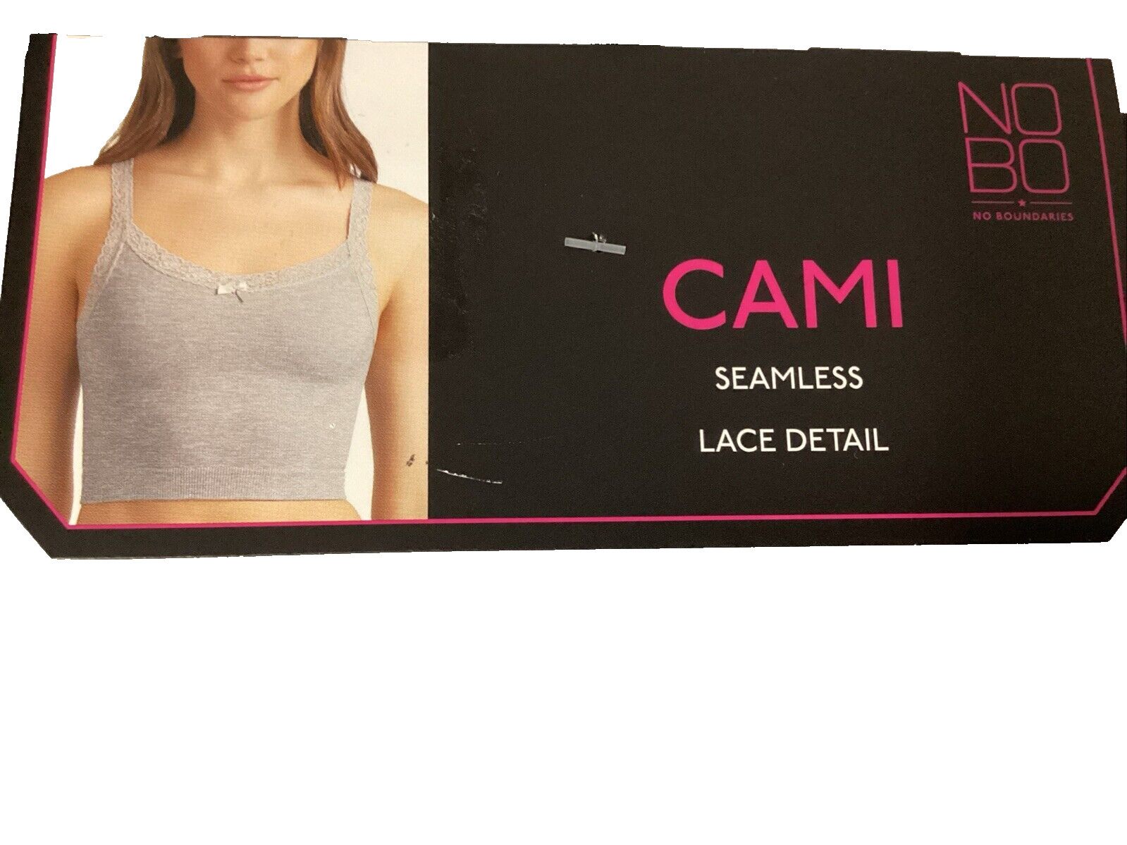 NOBO NO BOUNDARIES GREY HEATHER LACE TRIMMED STRETCH KNIT CROP CAMI Sz XXXL*