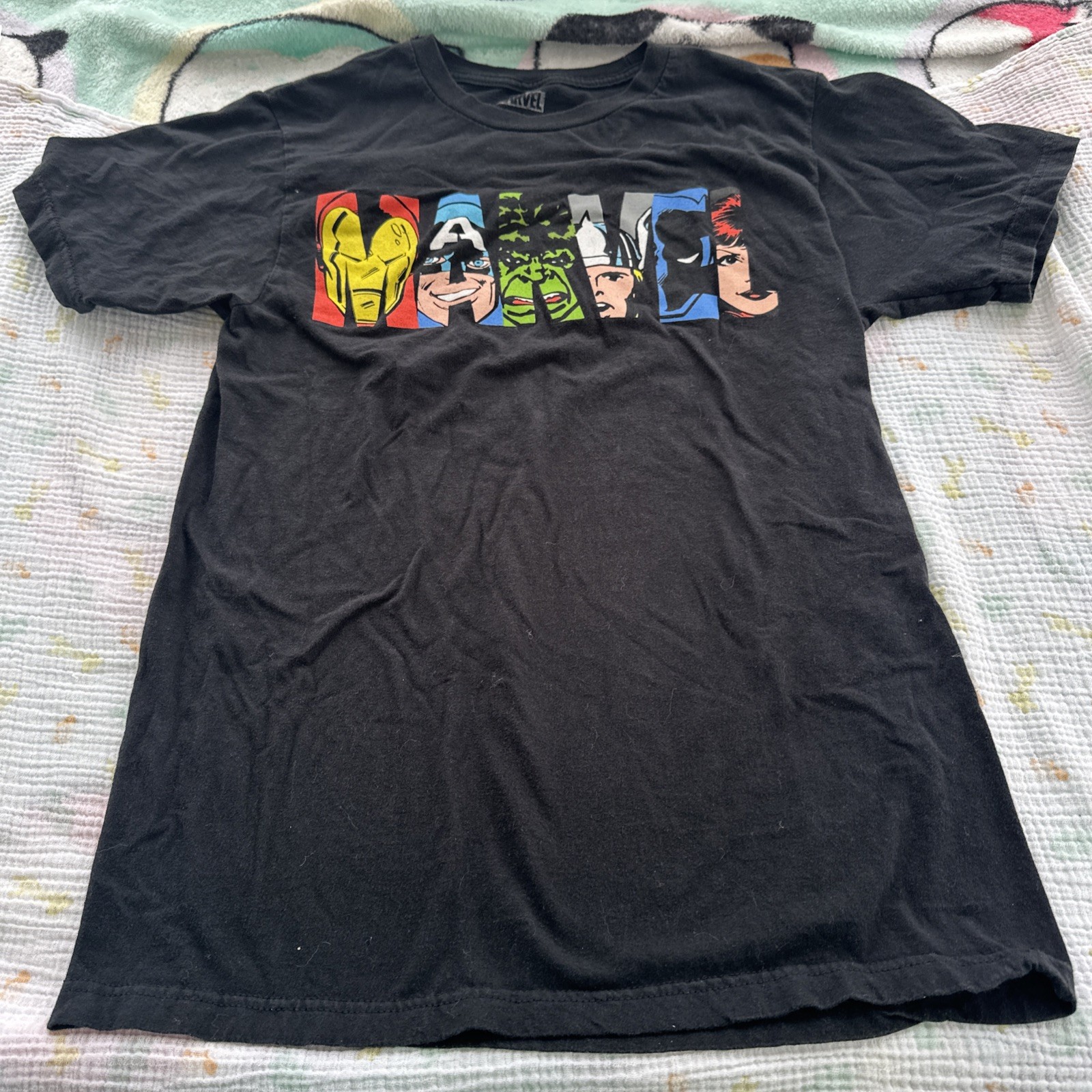 Marvel T-shirt Women S Black Graphic Print Logo 100% Cotton