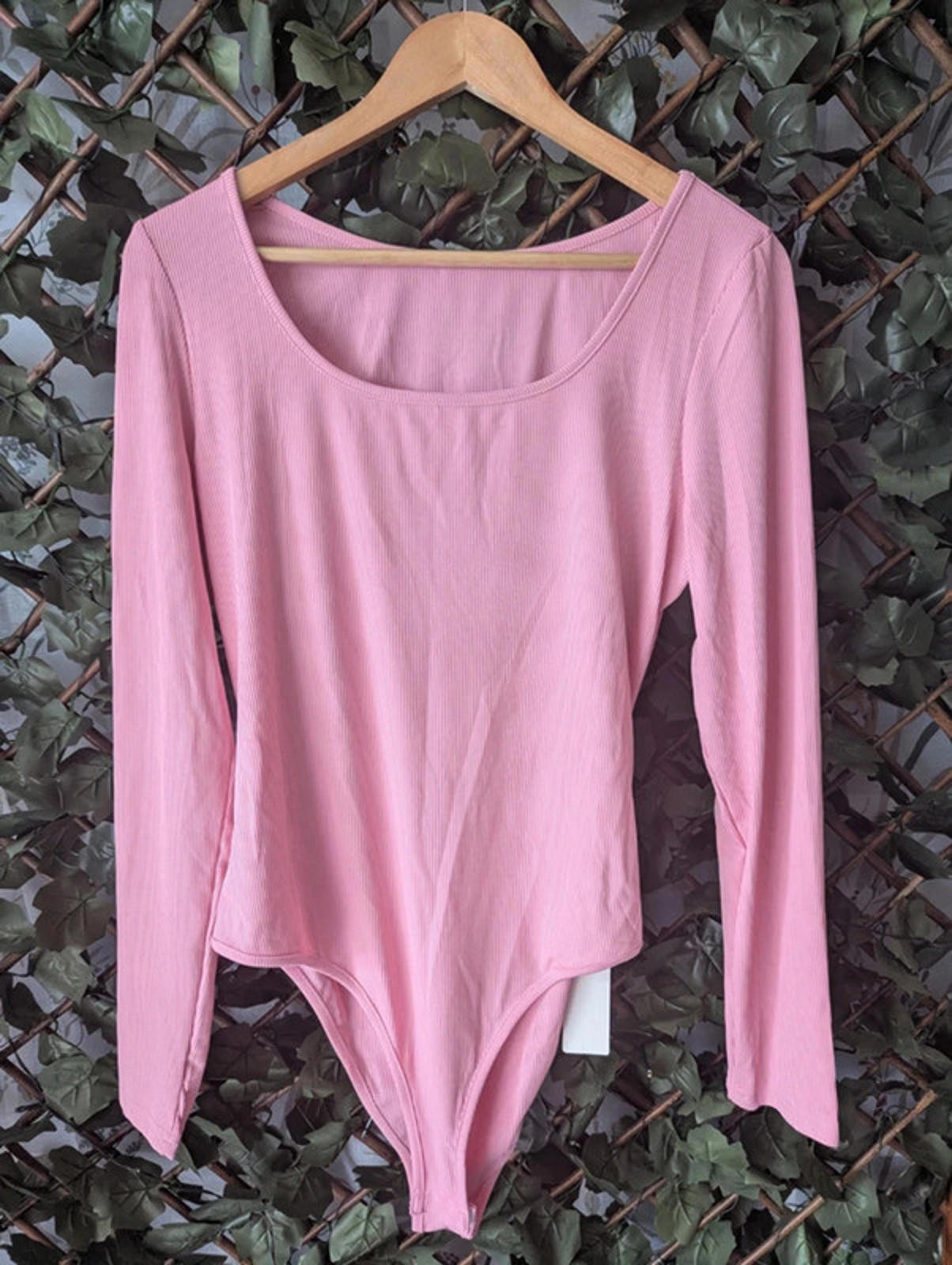 Pink Ribbed Long Sleeve Bodysuit | Size XL (EU 44 / US 12) | Brand New With Tags