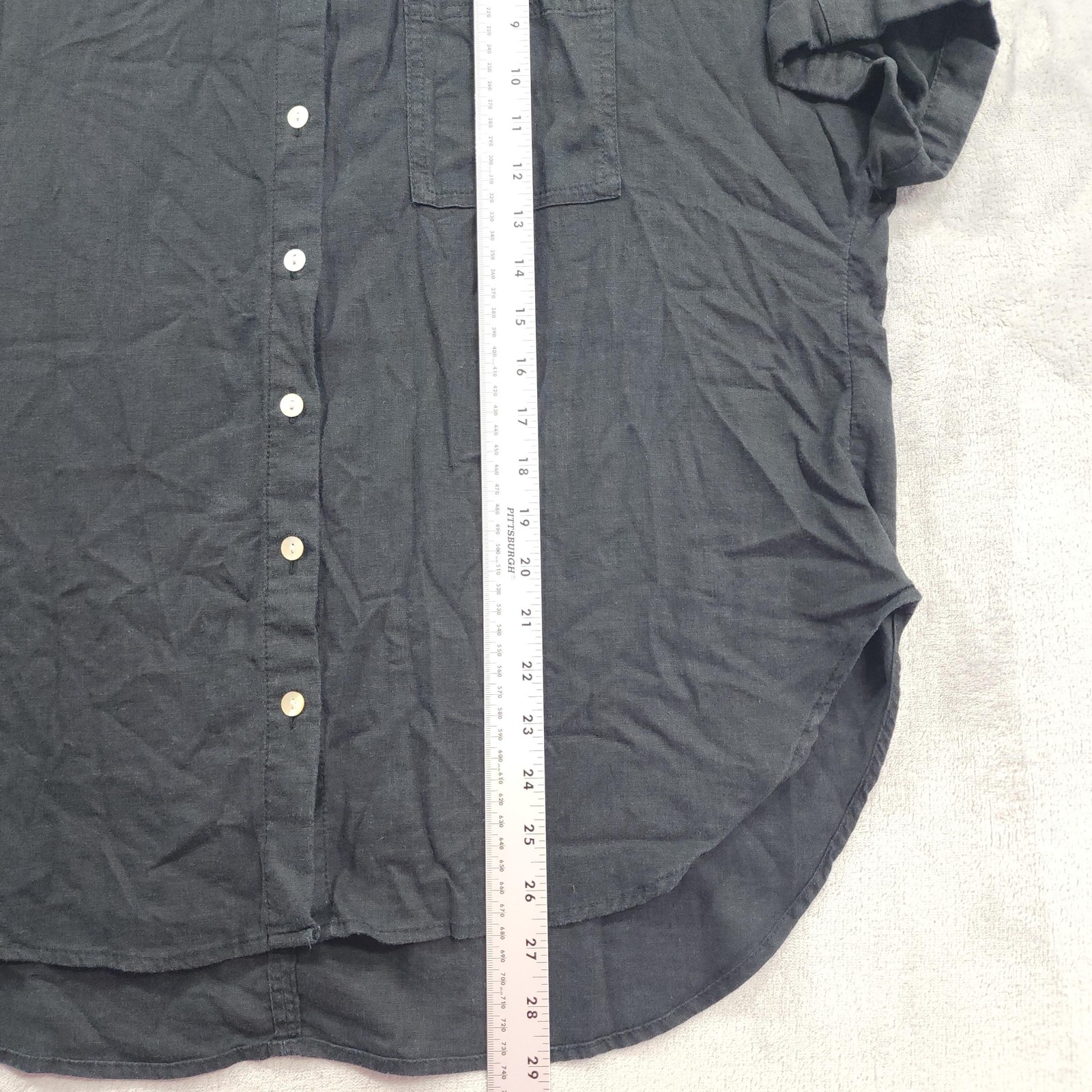Marks & Spencer Shirt Womens 6 Black Linen Rich Button Up Short Sleeve Relaxed