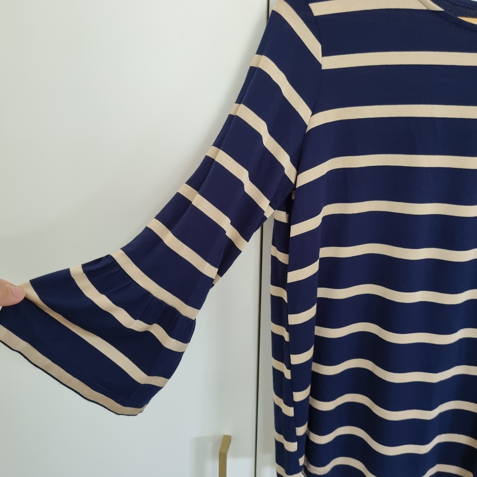 Brazillian A size Small Navy Flared sleeve Top, Classy Money Casual blouse