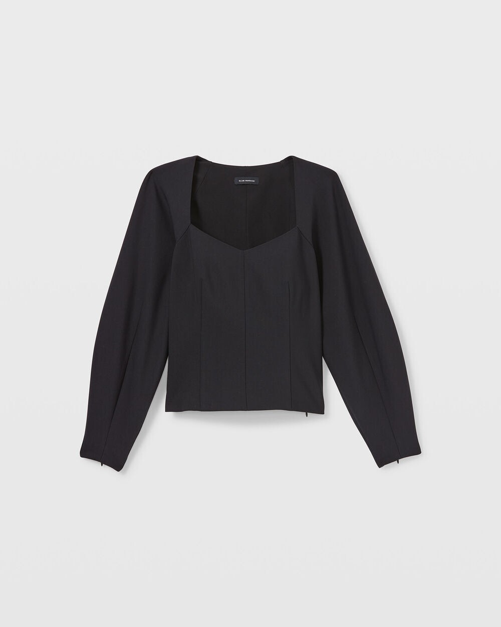 Club Monaco NWT NEW Women’s Square Neck Sculptural Sleeve Top Black $149 Size 4