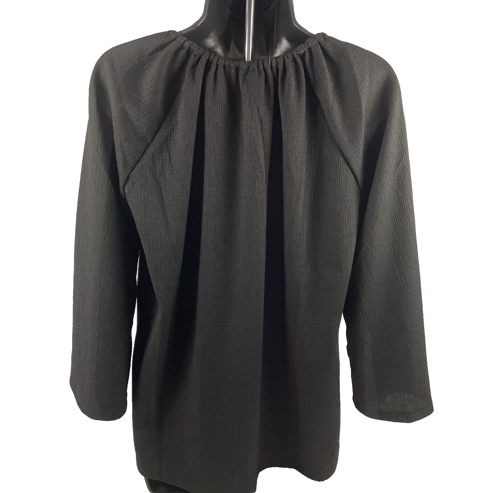 Michael Kors Women’s Shirt M Peasant Top Blouse Black Goldtone Charm $110 NWT