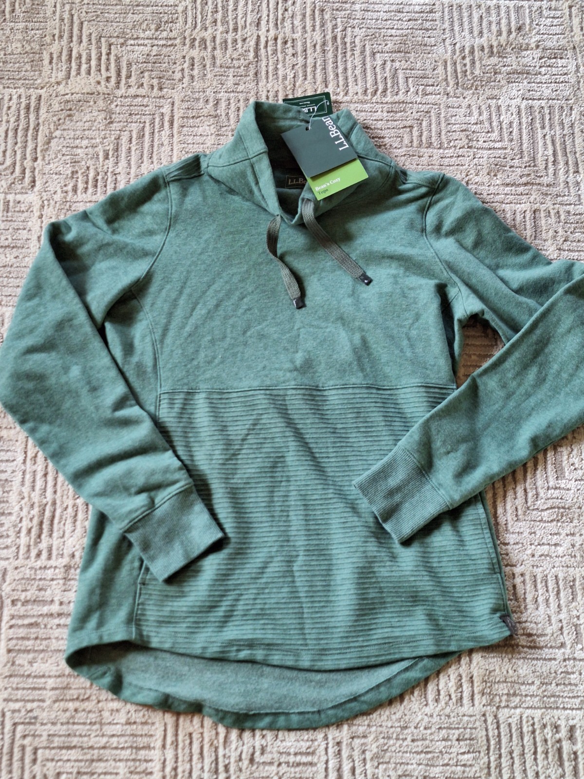 LL Bean Womens Cozy Mixed Knits Pullover Sea Green Heather 511587 Small NEW