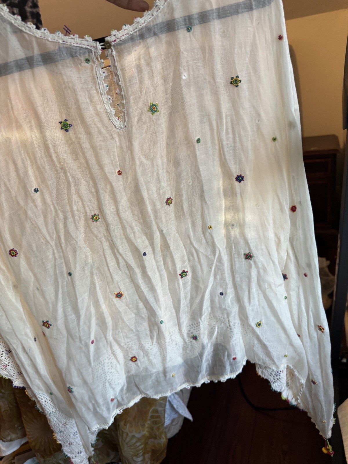 PÉRO Beaded Embroidery size 42 silk and cotton please see pictures