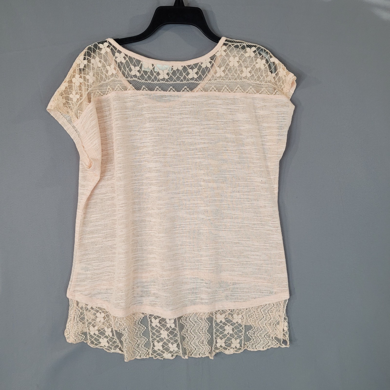 Cato Women’s Light Orange Lace Back Top Large Polyester Cotton Blend