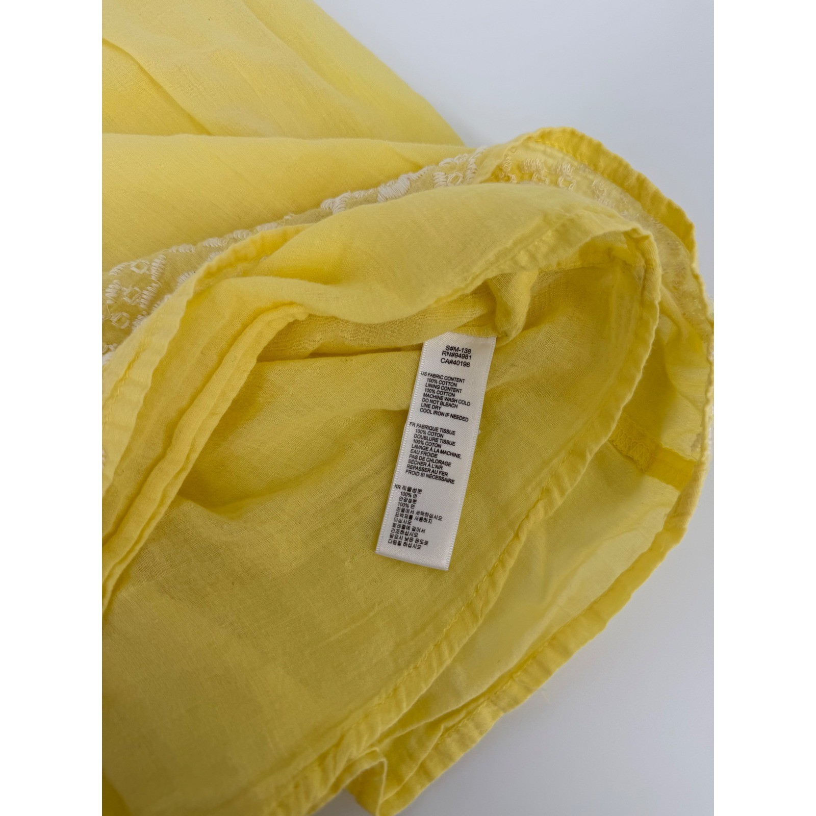 Twentyone Yellow Cotton Boho Cami Top Floral Embroidery Empire Waist Large