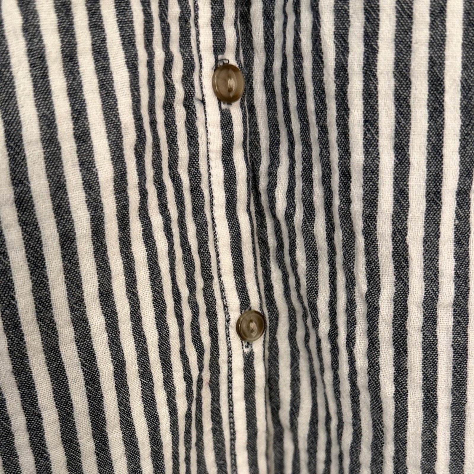 Universal Thread Striped Long Sleeve Button Down Top cotton shirt navy white XL