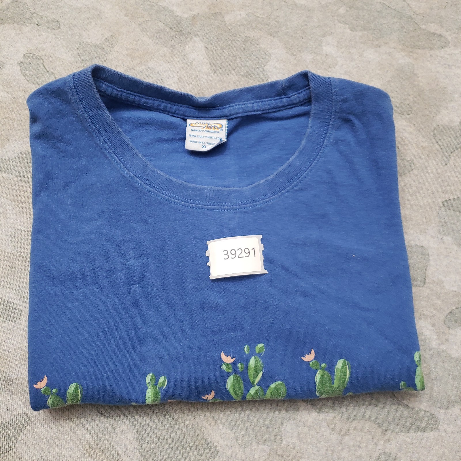 Crazy Shirts Top Womens XL Blue Short Sleeve Cactus