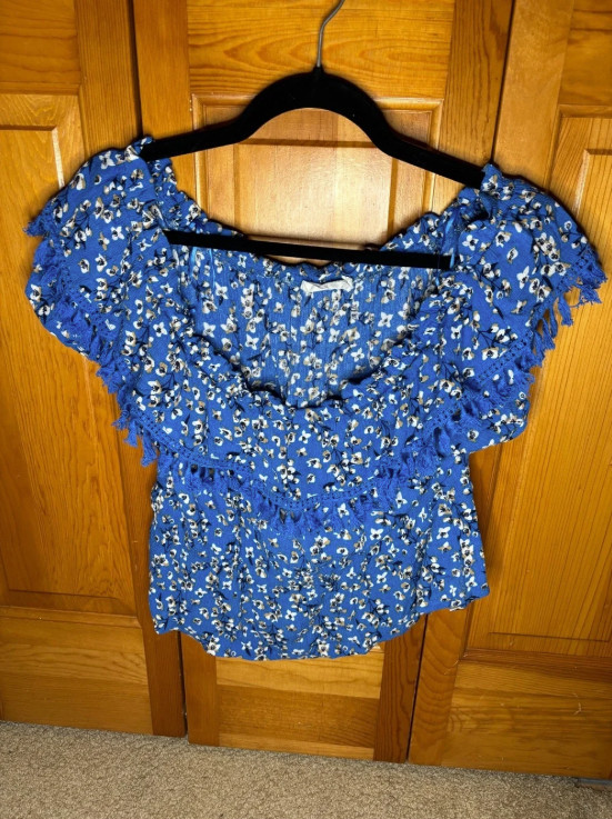 All in Favor Blue Floral Blouse (Worn once, in perfect condition)