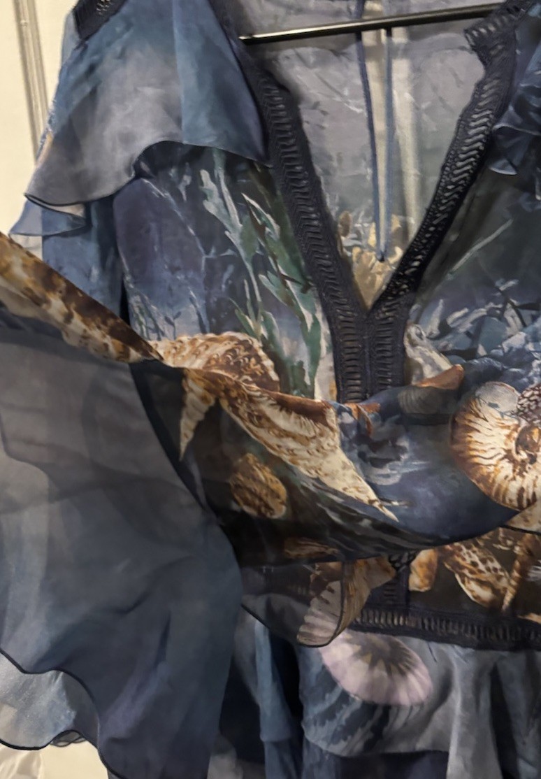 Alberta Ferretti Runway Resort 2017 Ocean Themed Silk Blouse Top Only Read Descr