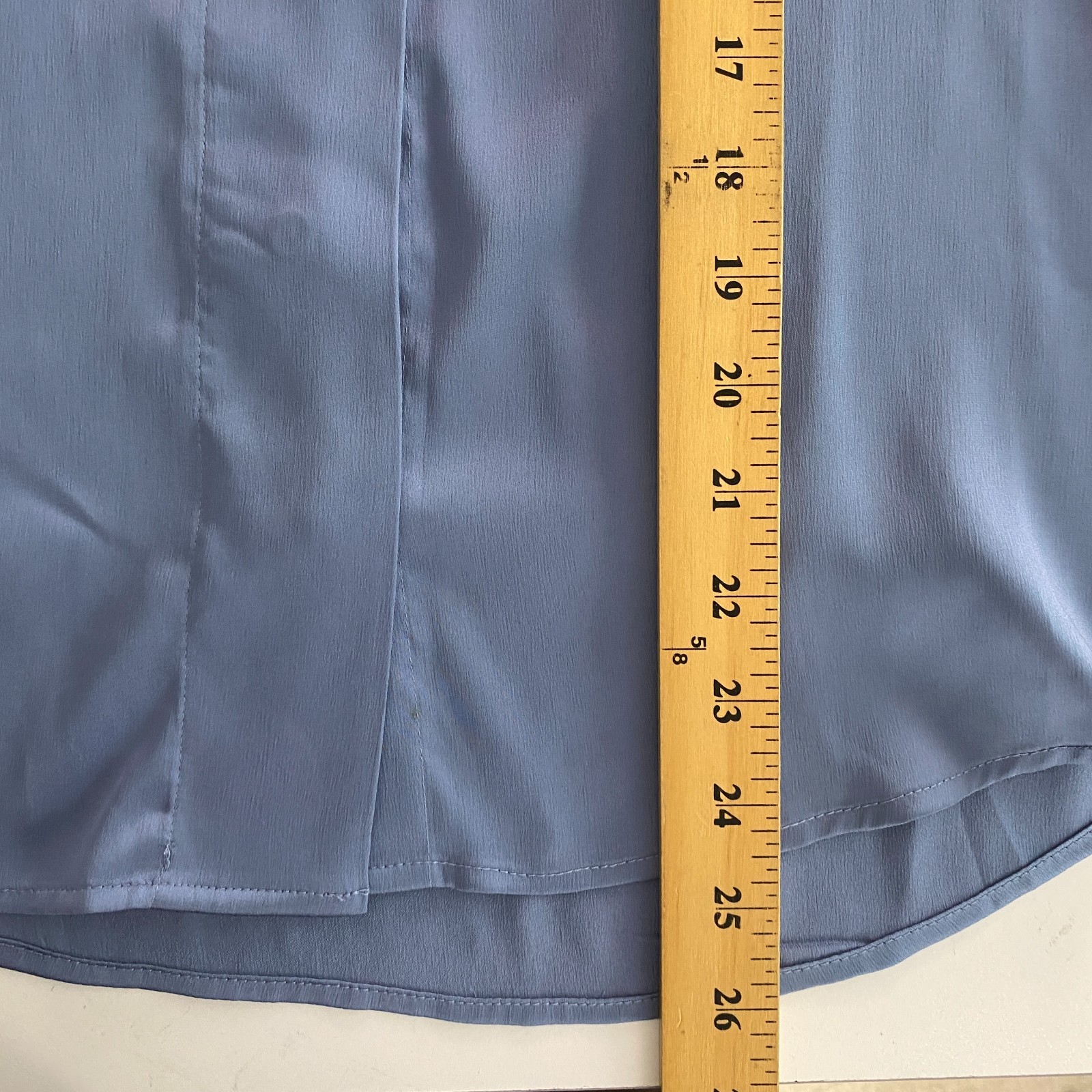 White House Black Market Satin Button Up Shirt Size XS Blue Long Sleeve