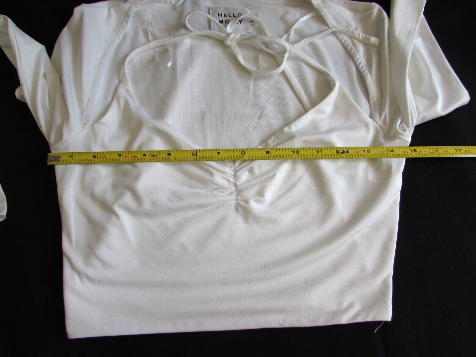 Hello Molly Women Top White Long Sleeve Halter Cropped Stretch Taking Time Sz S