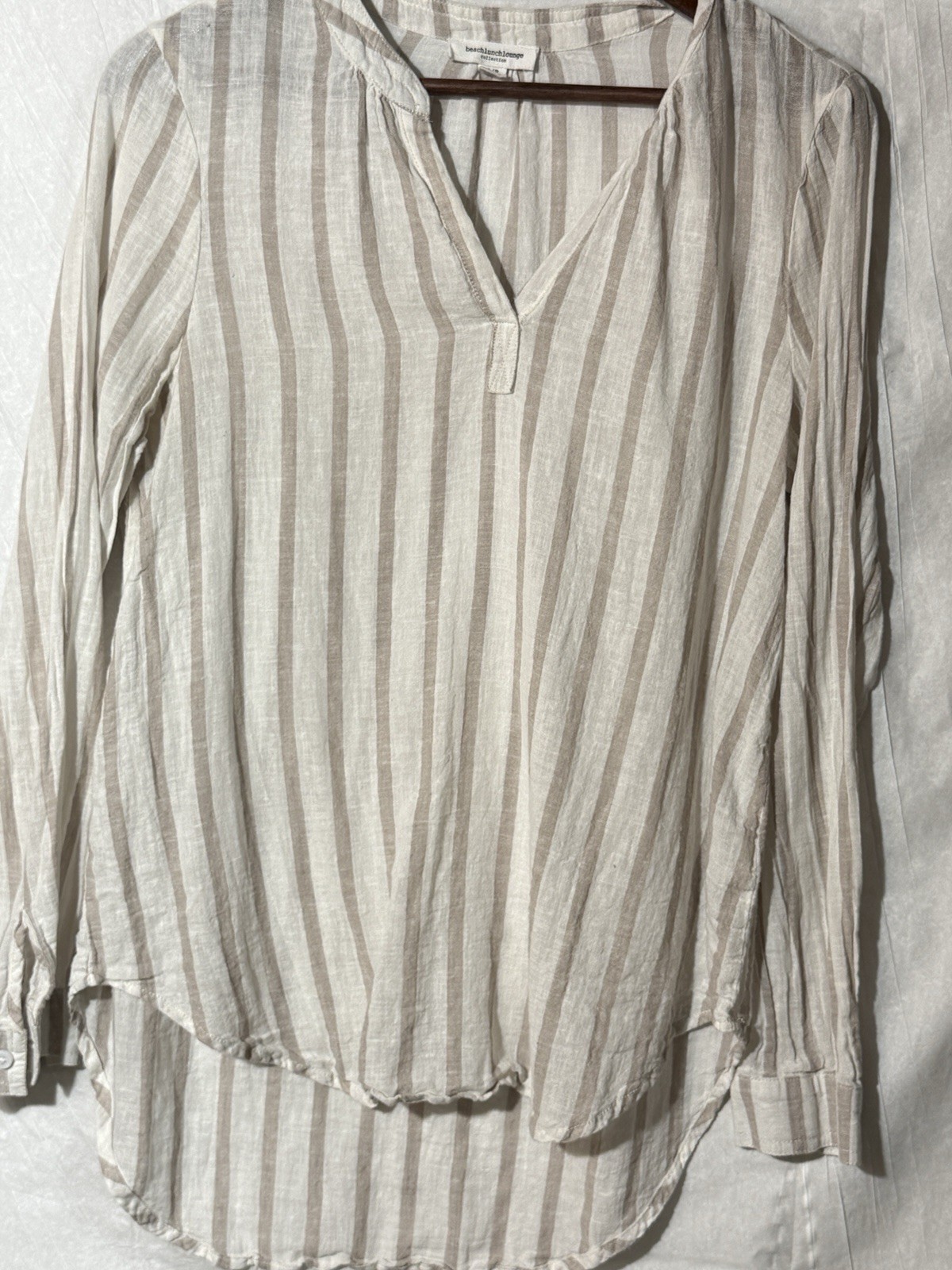 Beach Lunch Lounge Women’s Blouse Top Striped Long Sleeve Size S
