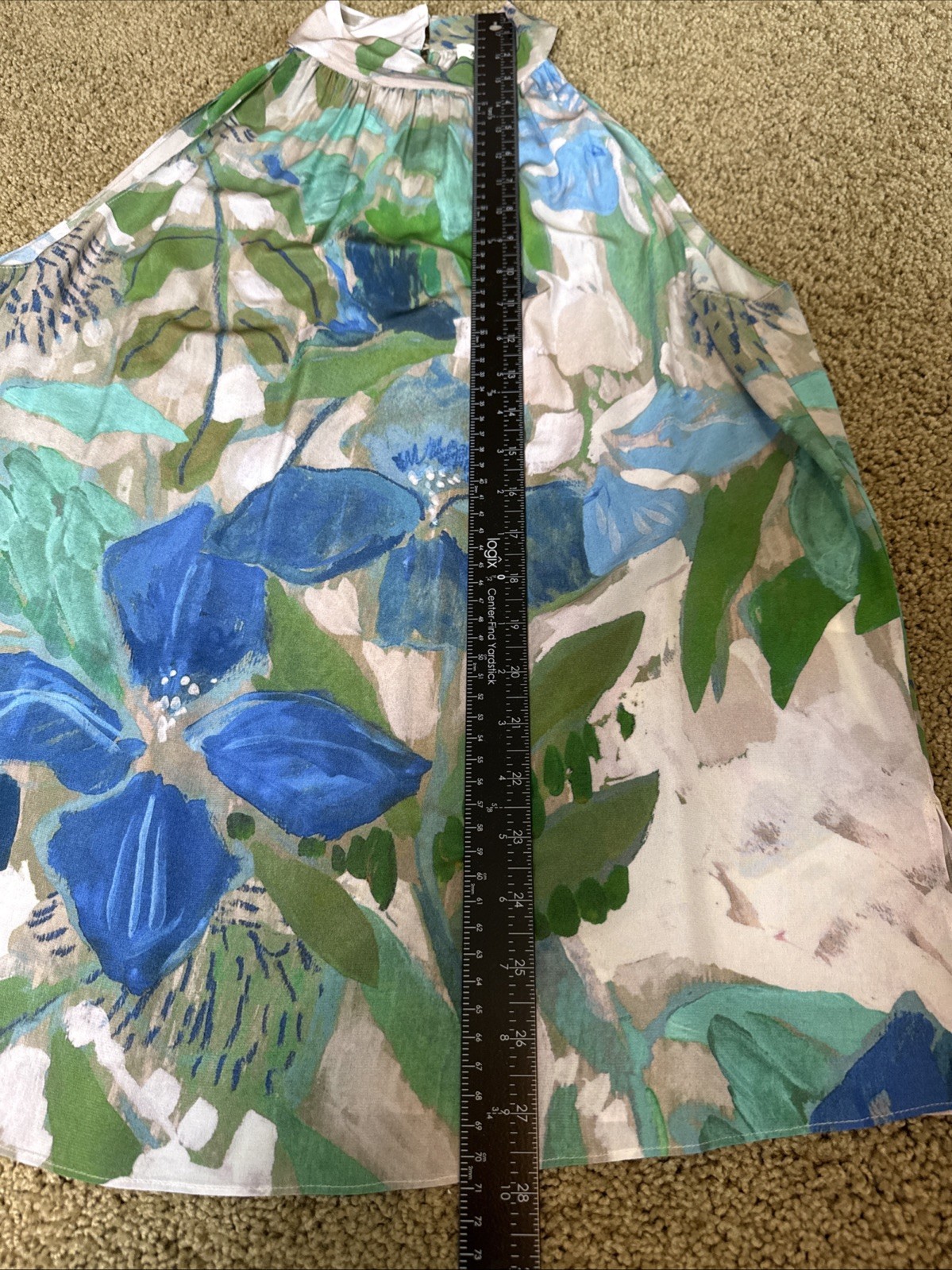 Lilysilk Halter Tank Top Mulberry Silk Sz 10 Blue Green Beige Floral