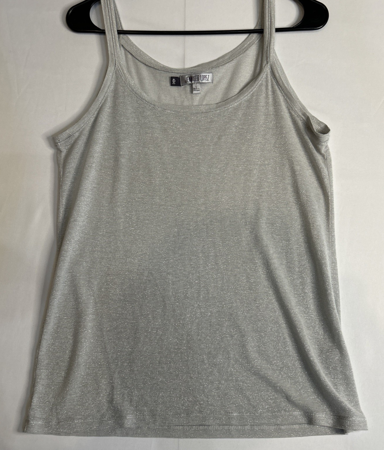 Jennifer Lopez JLO Silver Sparkly Tank Top – Womens Size Large L Free Shipping!