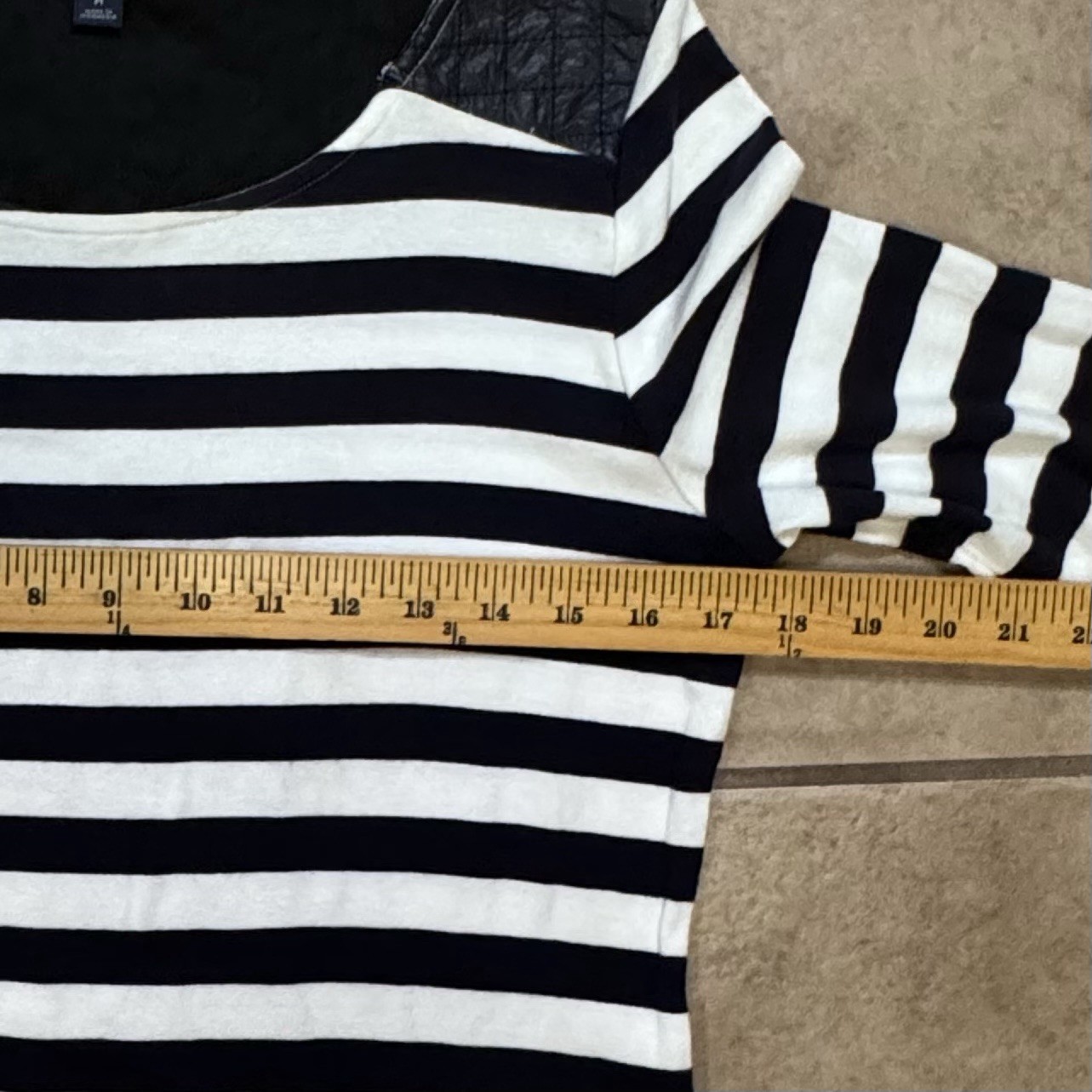 Womens Tommy Hilfiger Gray & Black Striped Boat Neck Shirt 100% Cotton Medium